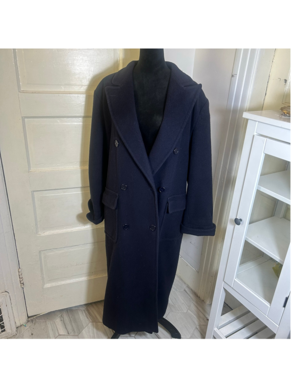 VTG Lauren Ralph Lauren Camel Hair Double Breasted Trench Overcoat Oversized 10